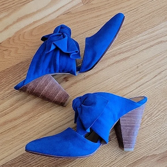 Ulla Johnson Royal Blue Heels with Bow Accent - Picture 14 of 16